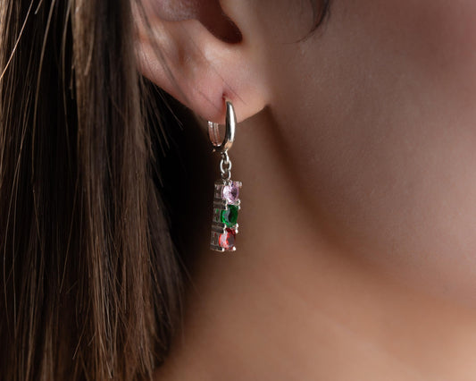 Personalized Dangle Birthstone Earrings for Wome, 925 Sterling Silver