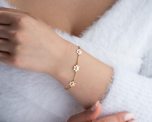 Personalized Paw Bracelet with Name for Women, Pet Jewelry, 925 Sterling Silver