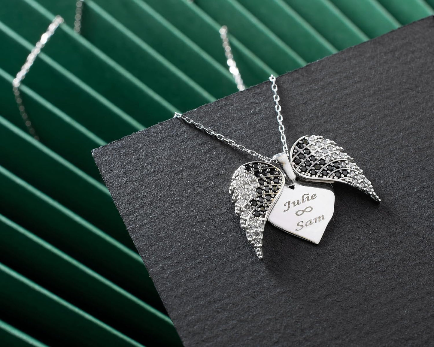 Personalized Angel Wing Necklace with Engrave Secret Message