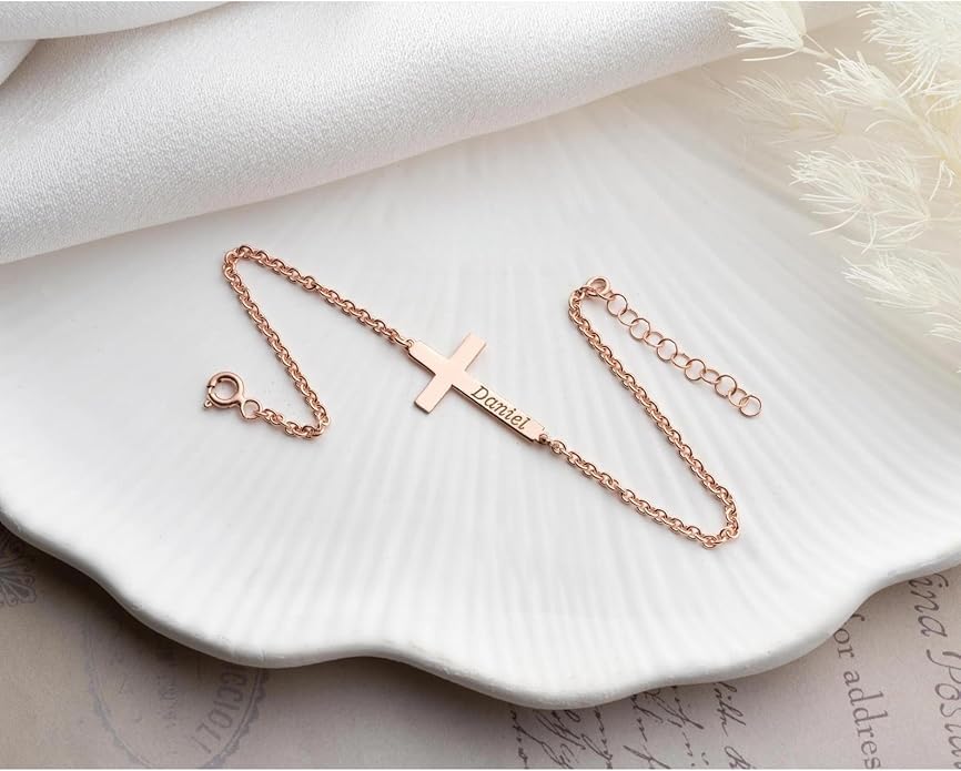 Personalized Cross Bracelet for Women with Names
