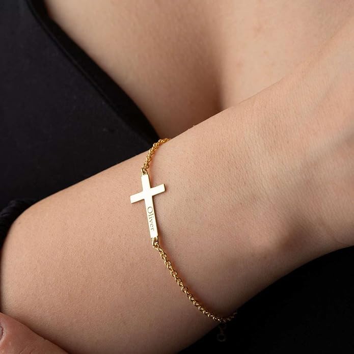 Personalized Cross Bracelet for Women with Names