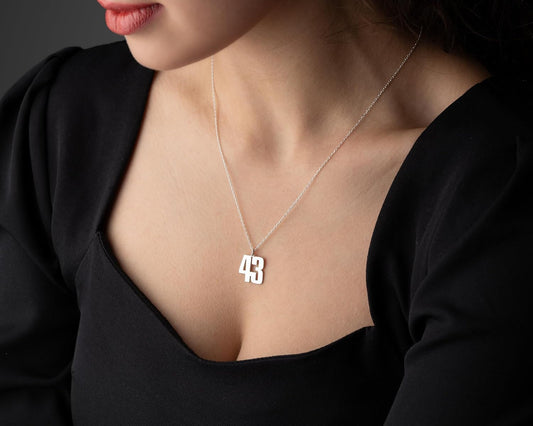 Personalized Number Necklace for Women, 925 Sterling Silver