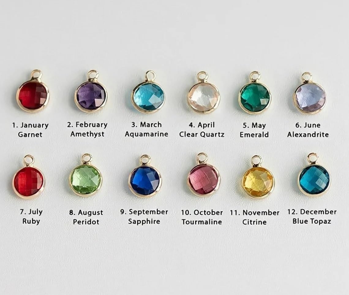 Initial Necklace with Birthstone, Letter Necklace Initial Birthstone
