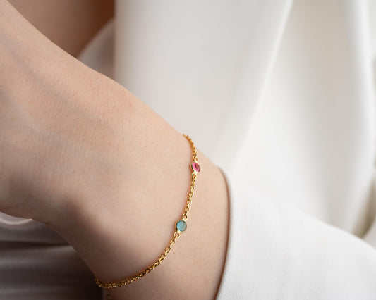 Personalized Bracelet for Women with Birthstone, 925 Sterling Silver