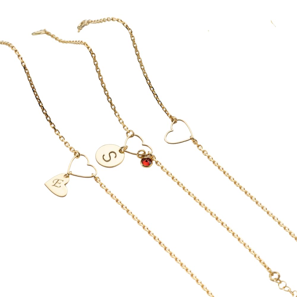 Personalized Bracelet for Women with Birthstone and Initial Disc, 925 Sterling Silver