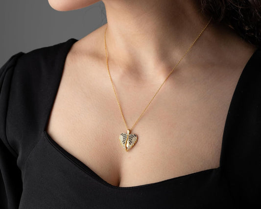 Personalized Angel Wing Necklace with Engrave Secret Message