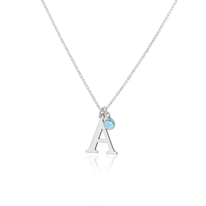 Personalized Initial Birthstone Necklace for Women, 925 Sterling Silver