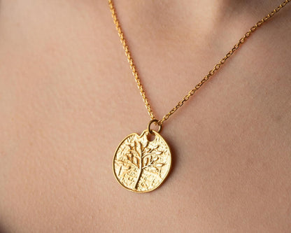 Tree of Life Necklace Hammered, 925 Sterling Silver