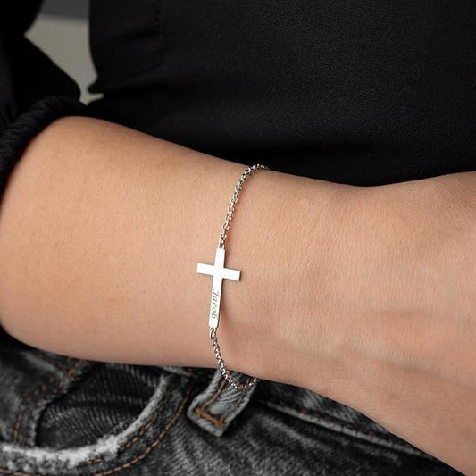 Personalized Cross Bracelet for Women with Names