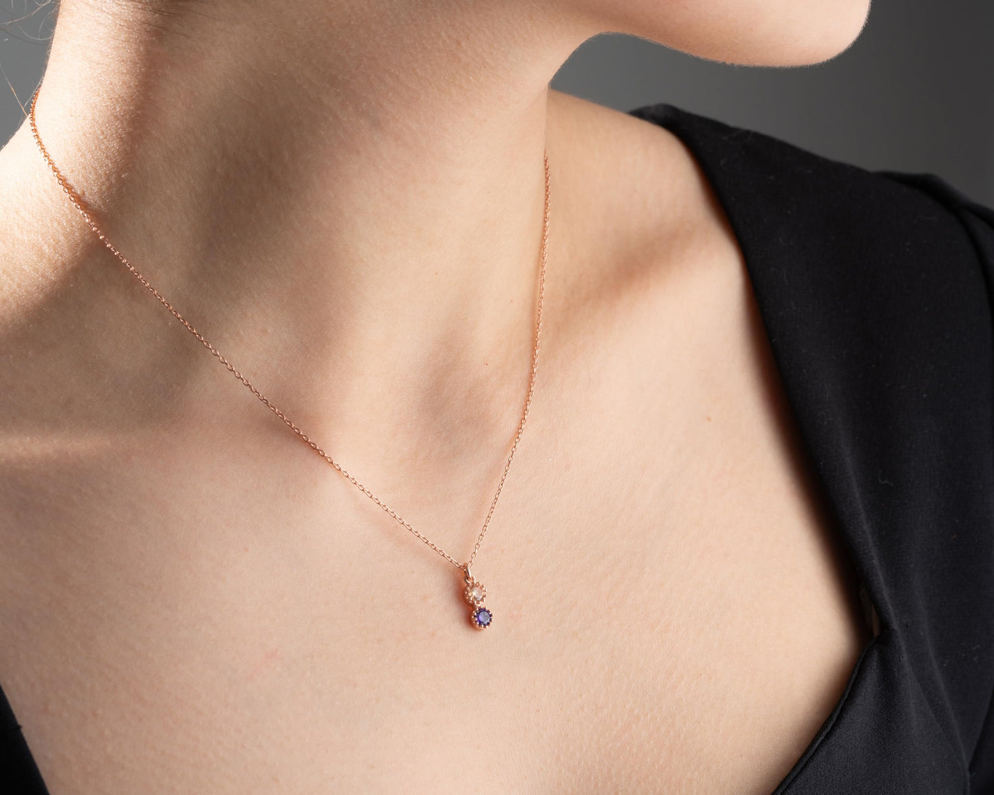 Personalized Necklace and Earring Set with Birthstones for Women, 925 Sterling Silver