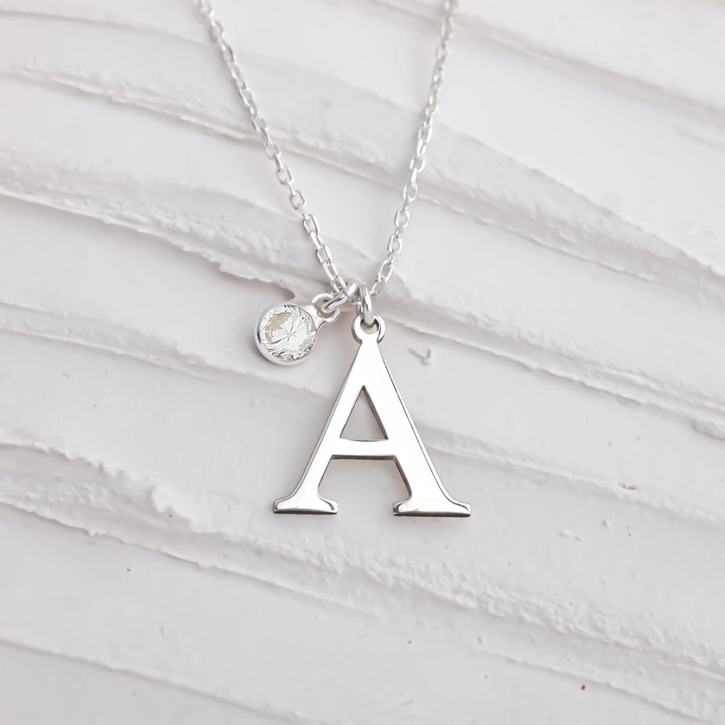 Personalized Initial Birthstone Necklace for Women, 925 Sterling Silver